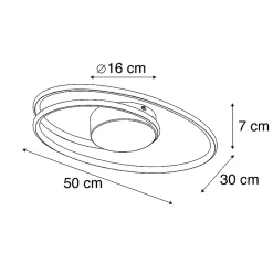 Plafonnier design doré avec LED à intensité variable 3 niveaux - Rowan