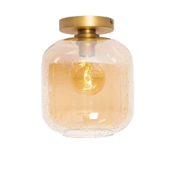 Plafonnier design en laiton et verre ambré - Zuzanna