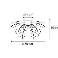 Plafonnier design en laiton avec verre fumé 4 lumières - Explode