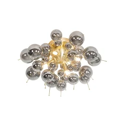 Plafonnier design en laiton avec verre fumé 4 lumières - Explode