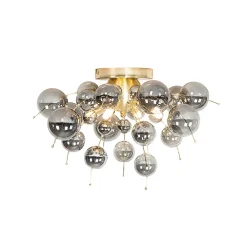 Plafonnier design en laiton avec verre fumé 4 lumières - Explode