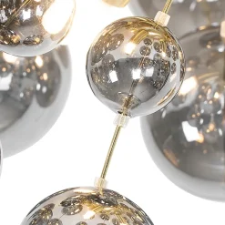 Plafonnier design en laiton avec verre fumé 4 lumières - Explode