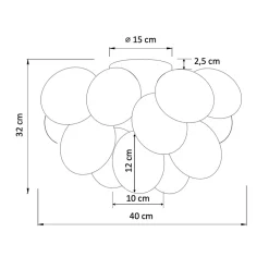 Plafonnier design grappe de 17 verres - Bartali