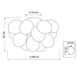 Plafonnier design grappe de 17 verres blancs - Bartali