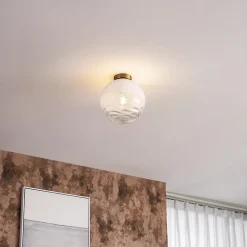 Plafonnier design laiton avec verre dégradé blanc - Pillon