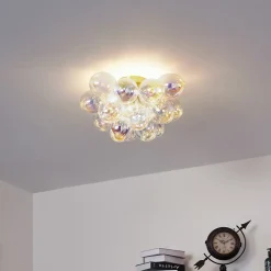 Plafonnier design laiton avec verre arc-en-ciel 4 lumières - Uvas