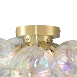 Plafonnier design laiton avec verre arc-en-ciel 4 lumières - Uvas