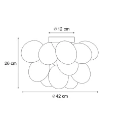 Plafonnier design laiton avec verre arc-en-ciel 4 lumières - Uvas