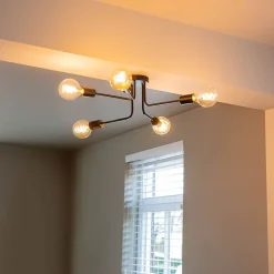 Plafonnier design noir 5 lumières - Facile
