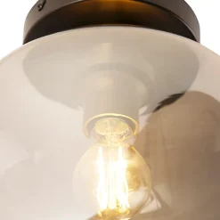 Plafonnier design noir & or avec verre fumé - Zuzanna