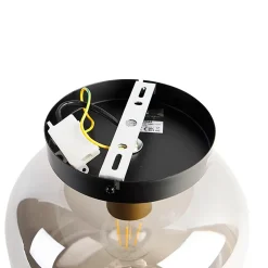 Plafonnier design noir & or avec verre fumé - Zuzanna