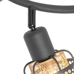 Plafonnier design noir avec or 3 lumières rond - Noud