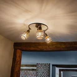 Plafonnier design noir avec or 3 lumières rond - Noud