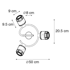 Plafonnier design noir avec or 3 lumières rond - Noud