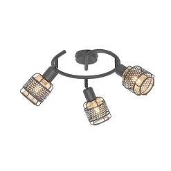 Plafonnier design noir avec or 3 lumières rond - Noud