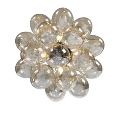 Plafonnier design noir avec verre ambré 4 lumières - Uvas