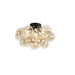 Plafonnier design noir avec verre ambré 4 lumières - Uvas