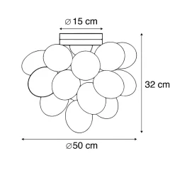 Plafonnier design noir avec verre ambré et fumé 6 lumières - Uvas