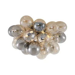 Plafonnier design noir avec verre ambré et fumé 6 lumières - Uvas