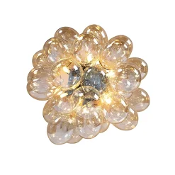 Plafonnier design noir avec verre ambre 6 lumières - Uvas