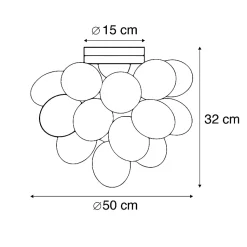 Plafonnier design noir avec verre ambre 6 lumières - Uvas