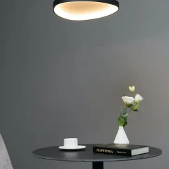 Plafonnier design ovale cercle noir LED dimmable 42 cm - Mesiano