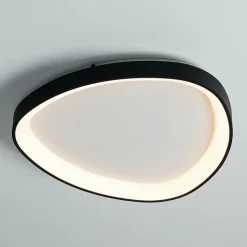 Plafonnier design ovale cercle noir LED dimmable 42 cm - Mesiano