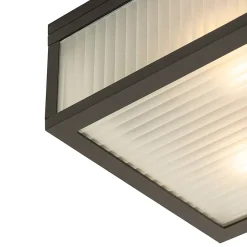 Plafonnier d'extérieur intelligent noir avec verre nervuré, Wi-Fi A60 inclus - Charlois