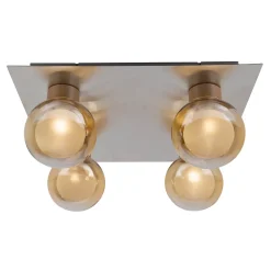Plafonnier DONIKA quatre lampes 40 x 40 cm style moderne métal verre finition acier douille G9 hauteur 16 cm