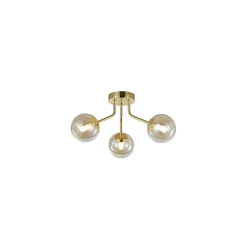 Plafonnier doré à 3 sphères en verre ambré - Ottavia