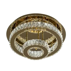 Plafonnier doré led cristal 2 cercles design - Diez