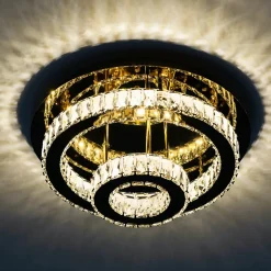 Plafonnier doré led cristal 2 cercles design - Diez