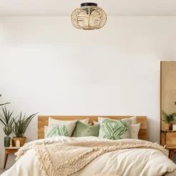 Plafonnier E27 40W beige et noir Ø32cm Brilliant, Woodball