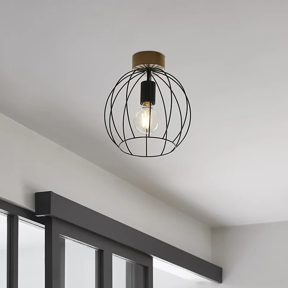 Plafonnier E27 40W Corep Owen marron H.24.5 x Ø26 cm