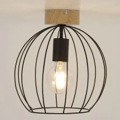 Plafonnier E27 40W Corep Owen marron H.24.5 x Ø26 cm