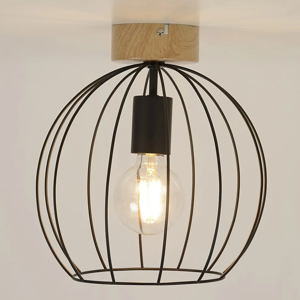 Plafonnier E27 40W Corep Owen marron H.24.5 x Ø26 cm