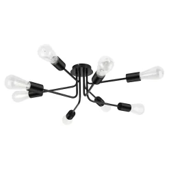 Plafonnier E27 28W GoodHome Ghlin noir mat l.60 x H.20 x Ø60 cm