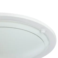 Plafonnier E27 42W GoodHome Hubaa blanc mat effet givré H.8 x Ø29 cm