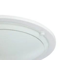 Plafonnier E27 42W GoodHome Hubaa blanc mat effet givré H.8 x Ø29 cm
