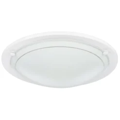 Plafonnier E27 42W GoodHome Hubaa blanc mat effet givré H.8 x Ø29 cm