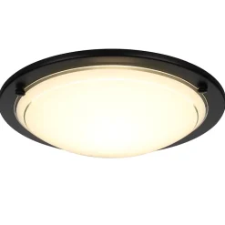 Plafonnier E27 42W GoodHome Hubaa noir mat H.8 x Ø29 cm