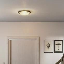 Plafonnier E27 42W GoodHome Hubaa noir mat H.8 x Ø29 cm