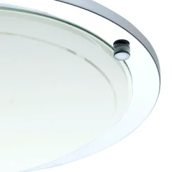 Plafonnier E27 42W GoodHome Hubaa brillant chrome effet givré H.8 x Ø29 cm