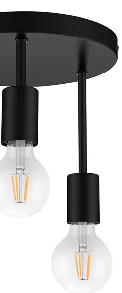 Plafonnier E27 28W GoodHome Lognes noir mat H.31 x Ø25 cm