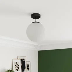 Plafonnier E27 13W GoodHome Lognes noir mat l.25 x H.35 x P.25 x Ø25 cm