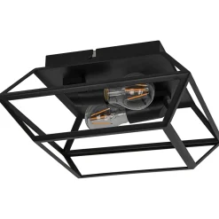 Plafonnier E27 10W GoodHome Nantan noir mat L.30 x l.30 x H.15 x P.30 cm