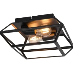 Plafonnier E27 10W GoodHome Nantan noir mat L.30 x l.30 x H.15 x P.30 cm