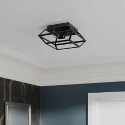 Plafonnier E27 10W GoodHome Nantan noir mat L.30 x l.30 x H.15 x P.30 cm