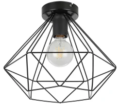 Plafonnier E27 42W GoodHome Smertrio noir mat H.27.5 x Ø28 cm