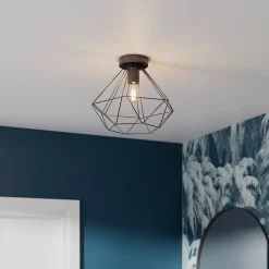 Plafonnier E27 42W GoodHome Smertrio noir mat H.27.5 x Ø28 cm